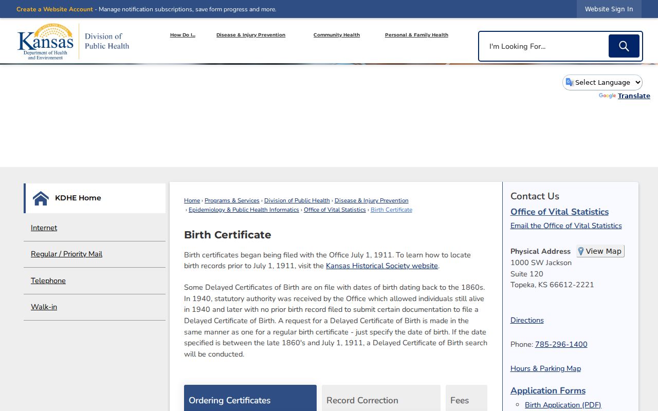 Gardner residents directory Kansas birth certificate access