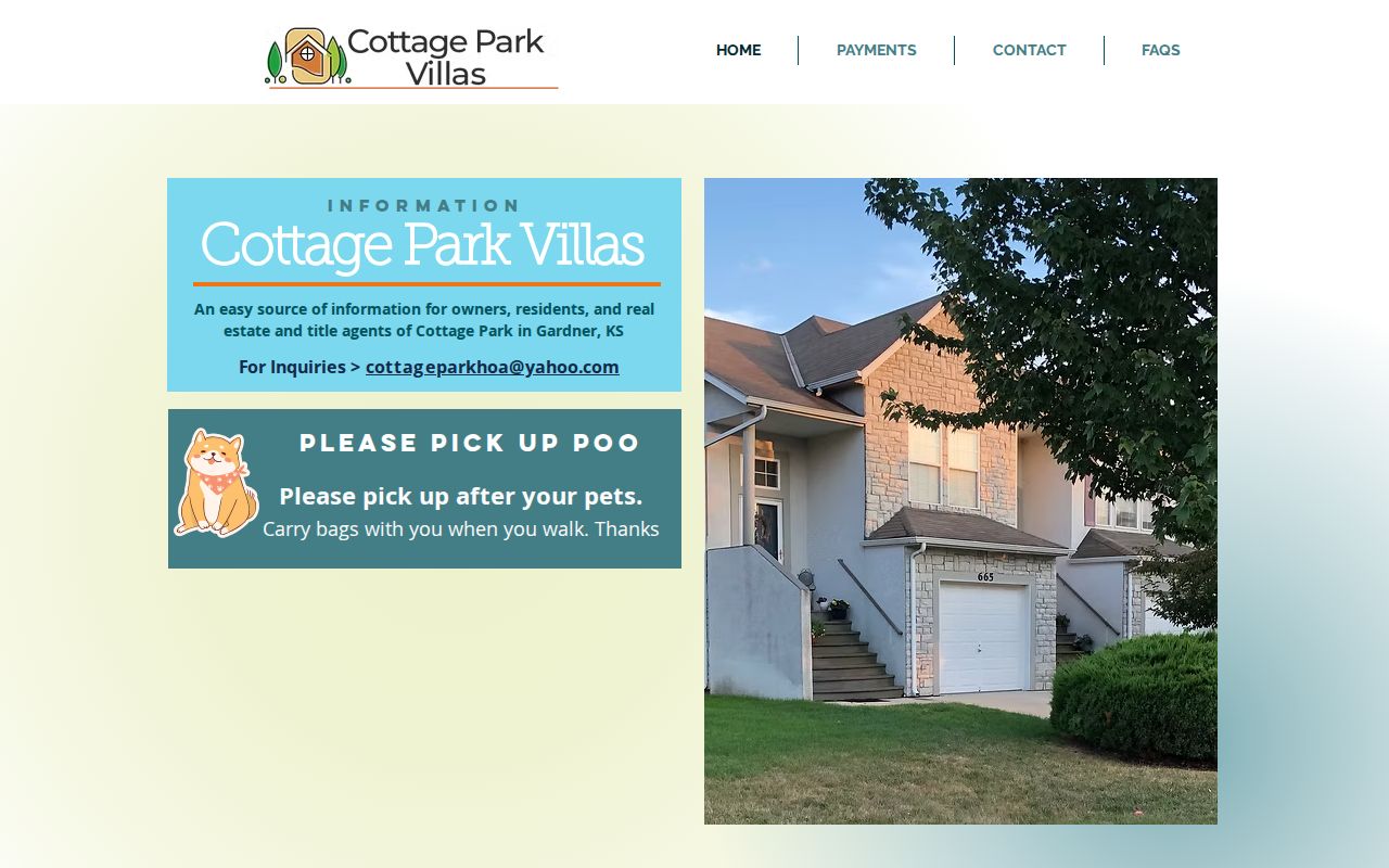 Gardner neighbors Cottage Park Villas HOA official site