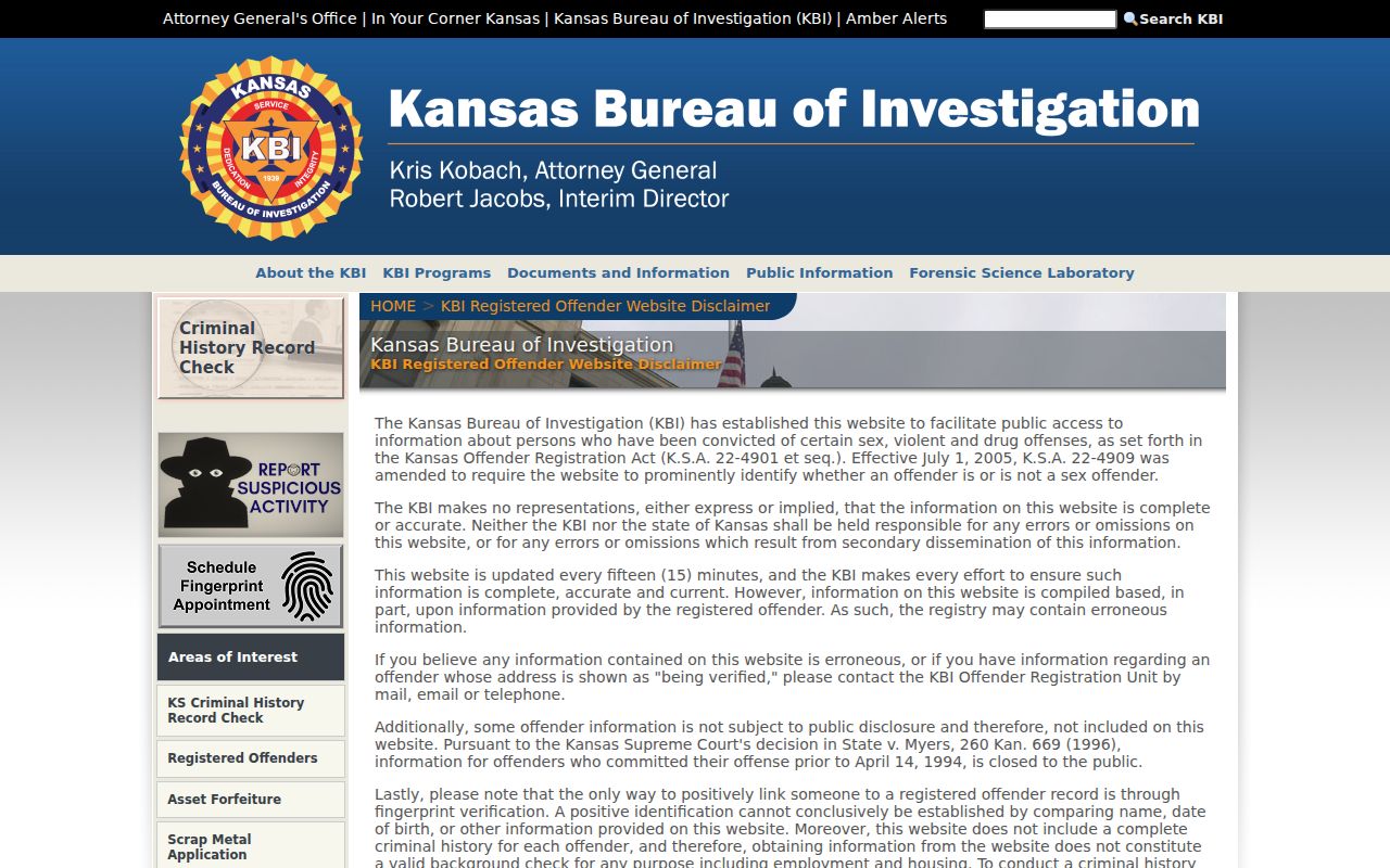 Gardner resident lookup through Kansas KBI registry