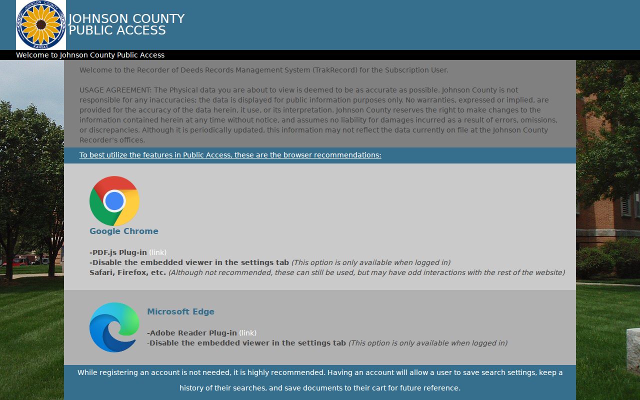 Johnson County land record index for Gardner deed-chain research